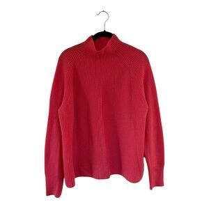 Vineyard Vines Mock Neck Waffle Knit Cashmere Sweater in Coral Pink Size L